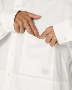 Organic Cotton Poplin Stand-Collar Shirt -Snow Peak Shop SH 22SU402 alt 07